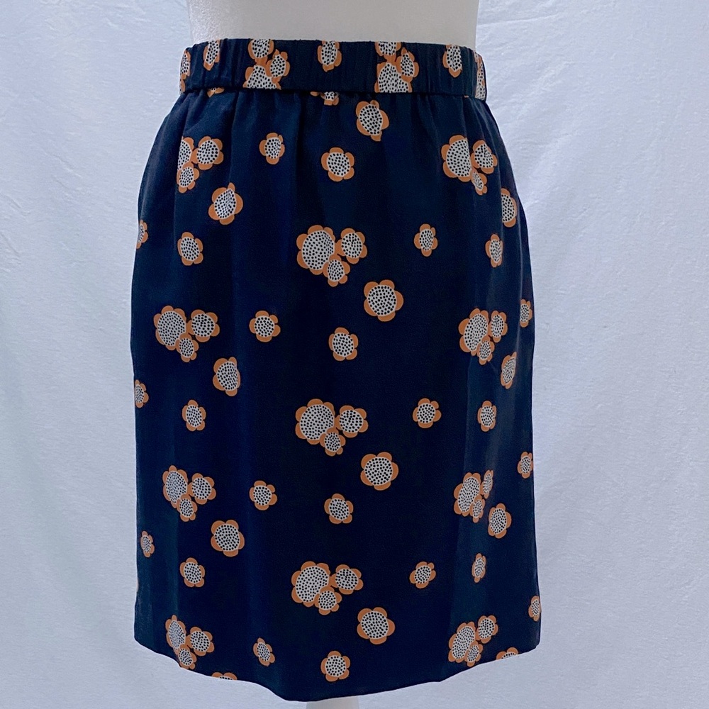 Boden Navy Skirt with Orange Floral Pattern - NWOT
